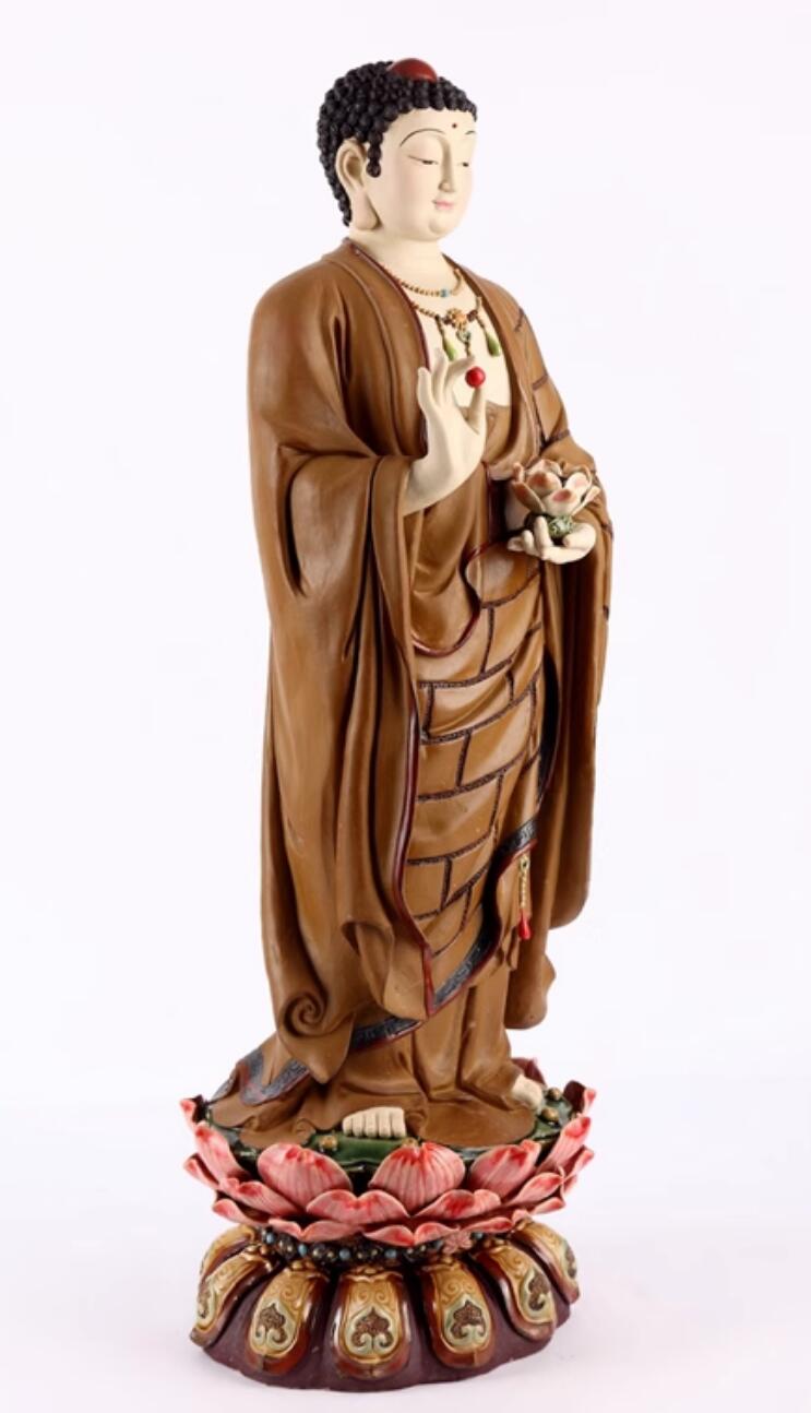 Medicine Buddha On Lotus Stand Standing Statue Shiwan Ceramic Figurine Chinese Ceramic Artwork