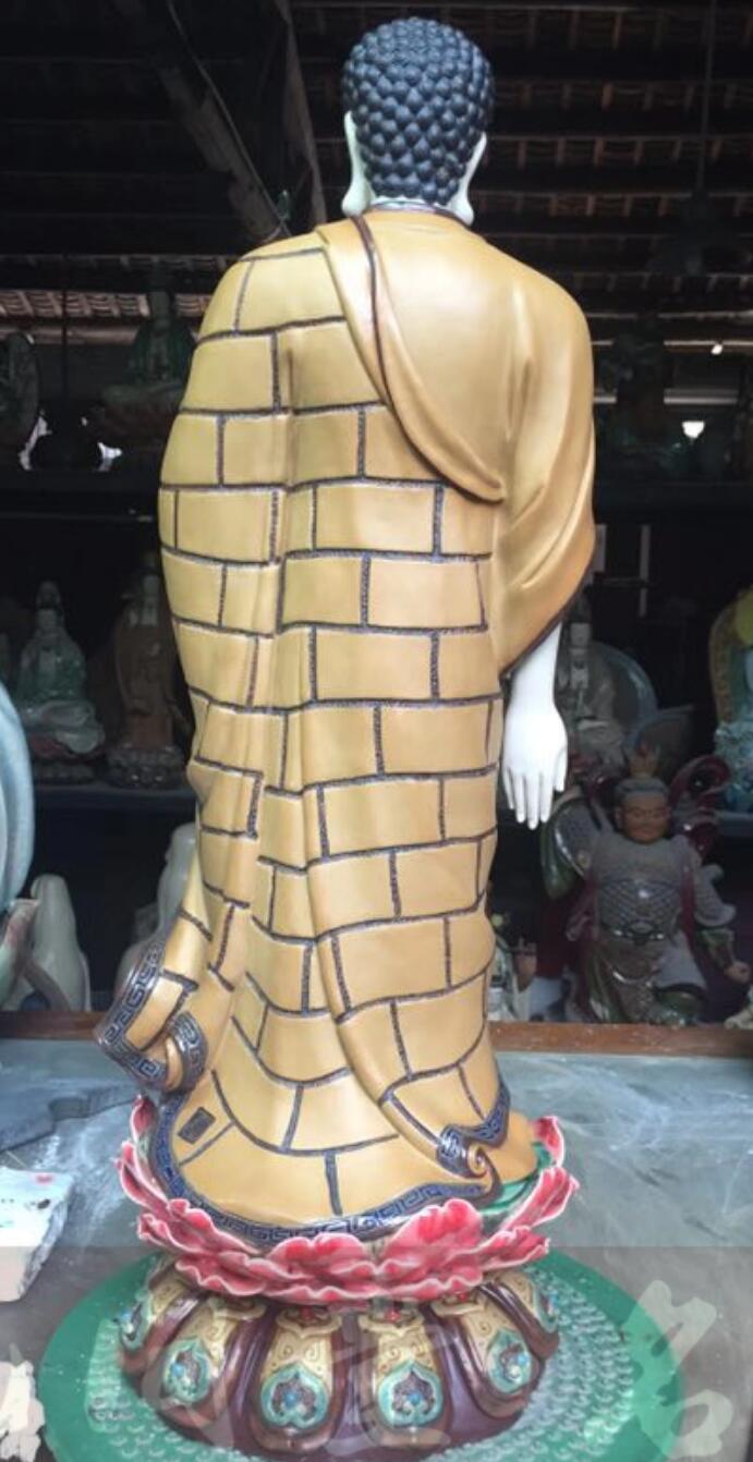 Western Three Saints Amitabha Buddha Shiwan Ceramic Figurine Handmade Chinese Buddhist Statue
