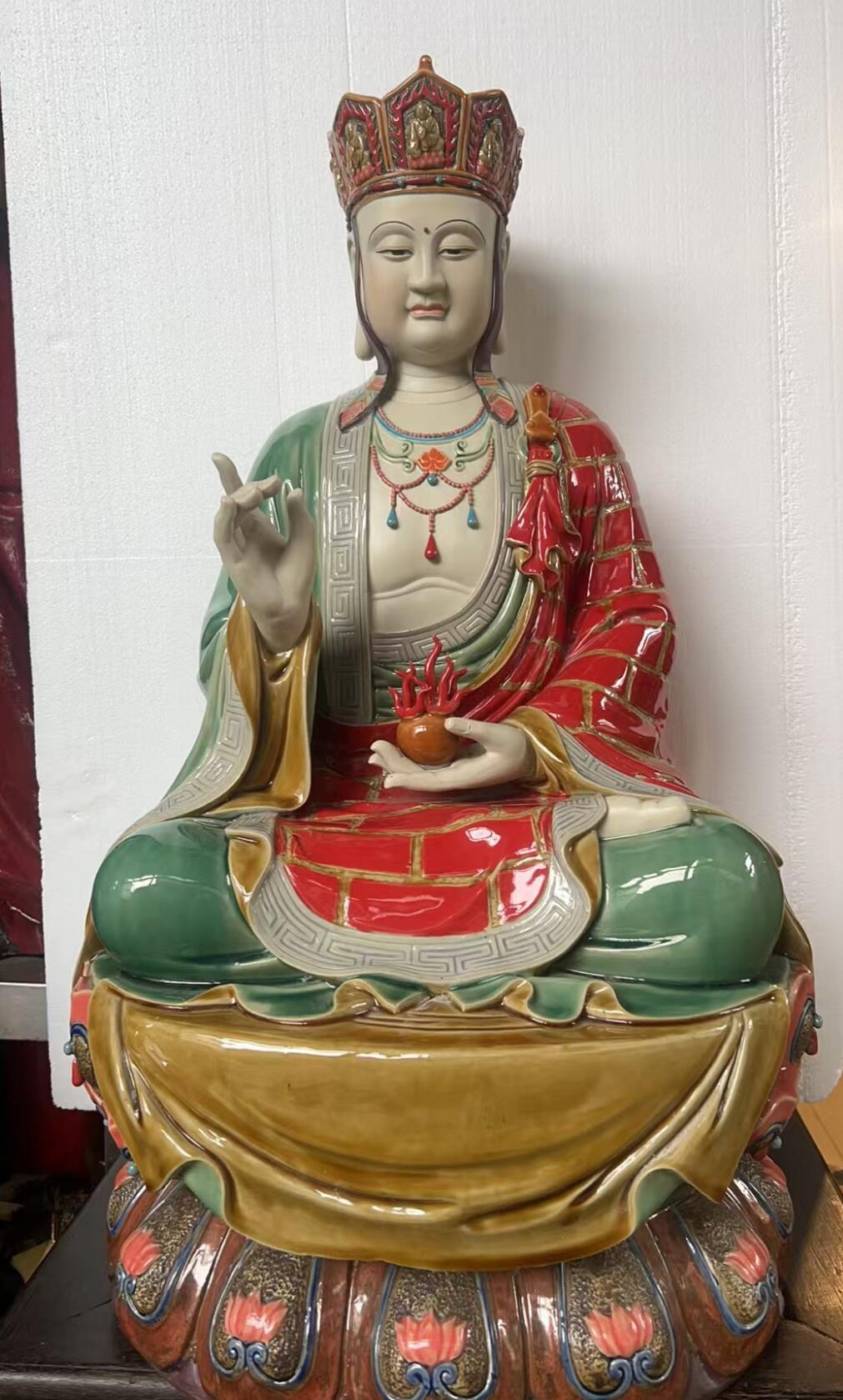 Ksitigarbha Bodhisattva Statue Shiwan Ceramic Figurine Chinese Ceramic Artwork