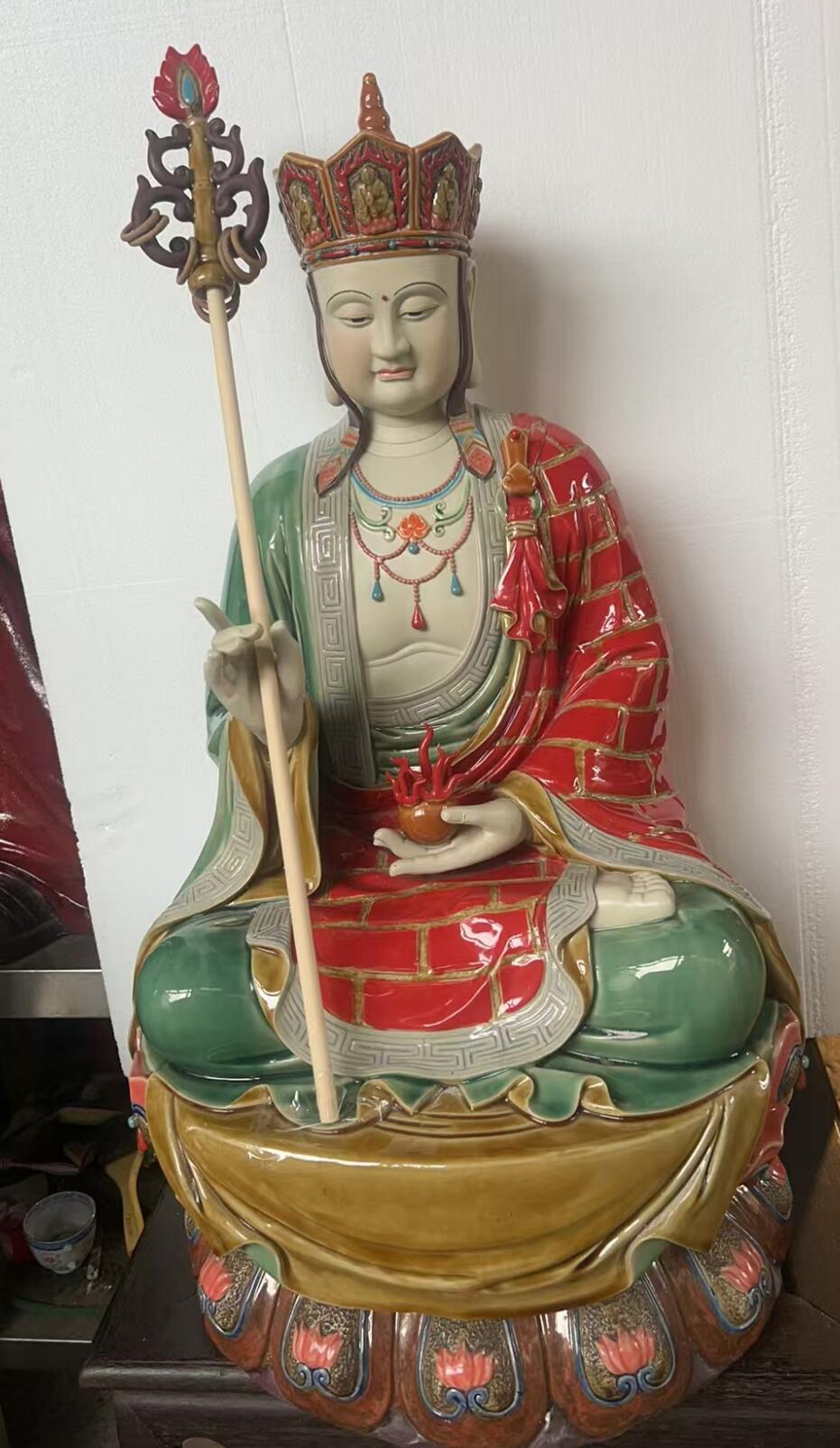 Ksitigarbha Bodhisattva Statue Shiwan Ceramic Figurine Chinese Ceramic Artwork