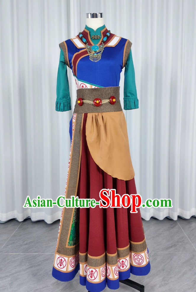 Tibetan Dance Costume Zang Woman Solo Dance Performance Dress Chinese Ethnic Stage Performance Clothing