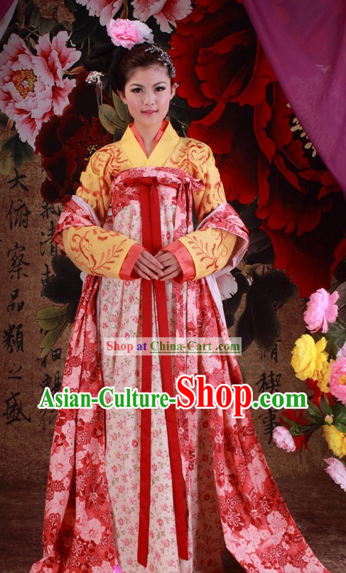 Ancient Chinese Tang Dynasty Princess Clothes and Hair Accessories Complete Set