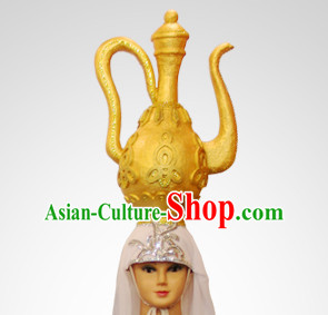 Chinese Stage Performance Classic Hui Dance Apparel Folk Dancing Headdress Headpieces Hair Accessories