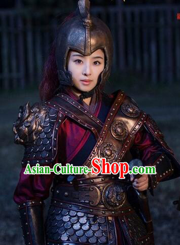Chinese Ancient General Female Hero Body Armor Costumes Complete Set for Women