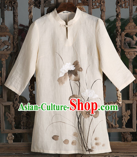 Top Chinese Traditional Hands Painted Lotus Blouse for Ladies