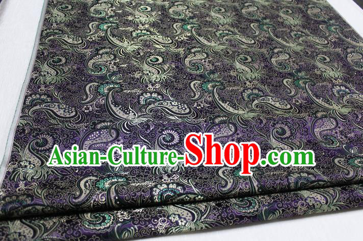 Chinese Traditional Ancient Costume Royal Palace Pipa Flower Pattern Mongolian Robe Purple Brocade Satin Fabric Hanfu Material