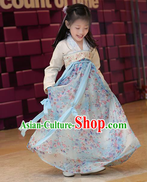 Asian China Tang Dynasty Hanfu Costume, Traditional Chinese Princess Dress Clothing for Kids