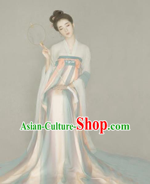Asian Chinese Ancient Palace Princess Costume Tang Dynasty Young Lady Embroidered Clothing