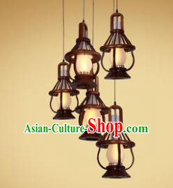 Traditional Chinese Handmade Palace Lantern Five-Lights Lanterns Ancient Hanging Lamp