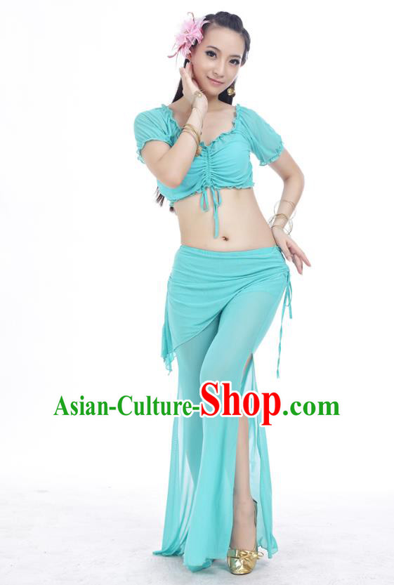 Indian Traditional Belly Dance Green Costume India Oriental Dance Clothing for Women