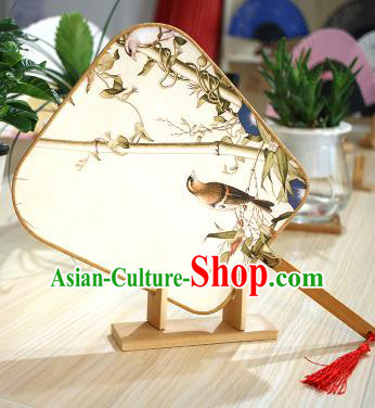 Chinese Traditional Printing Bamboo Birds Fans Handmade Square Fan China Ancient Palace Dance Fans
