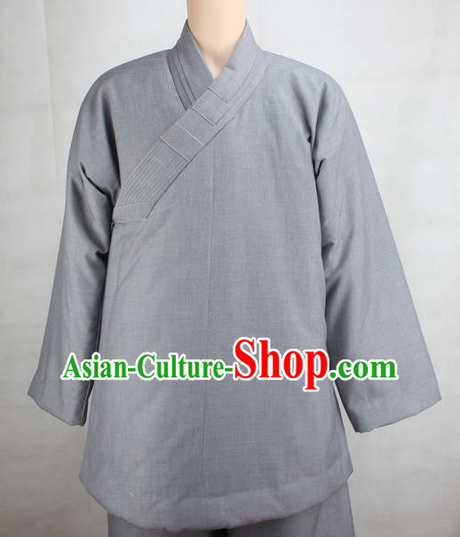 Chinese Traditional Buddhist Monk Clothing Grey Cotton Padded Jacket Buddhism Monks Costumes for Men