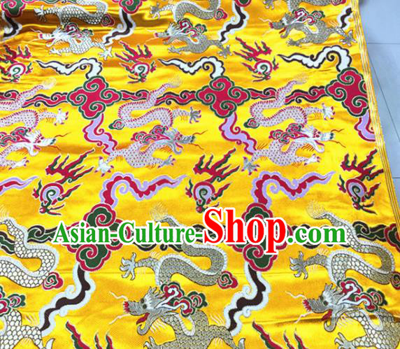 Chinese Traditional Buddhism Dragon Pattern Yellow Brocade Silk Fabric Tibetan Robe Satin Fabric Asian Material