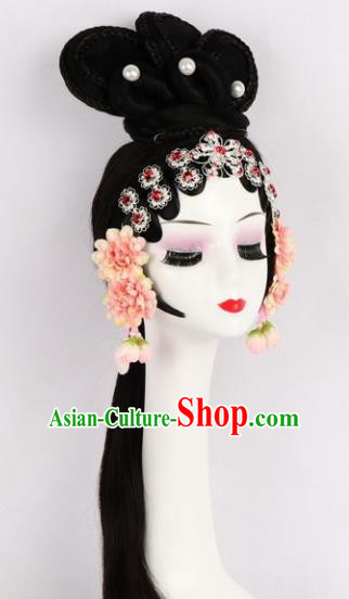 Chinese Ancient Peri Wigs Traditional Peking Opera Village Girl Wig Sheath Hair Accessories for Women