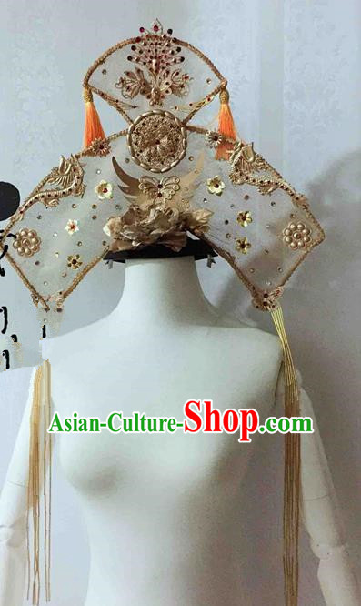 Chinese Traditional Golden Phoenix Coronet Ancient Imperial Consort Hair Accessories Hairpins for Women