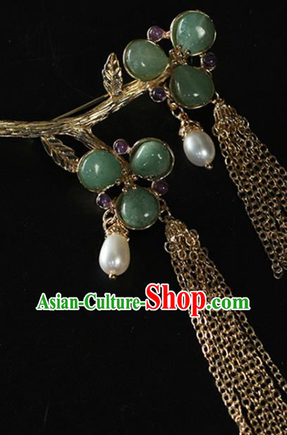 Chinese Traditional Jade Plum Brooch Classical Cheongsam Jewelry Accessories