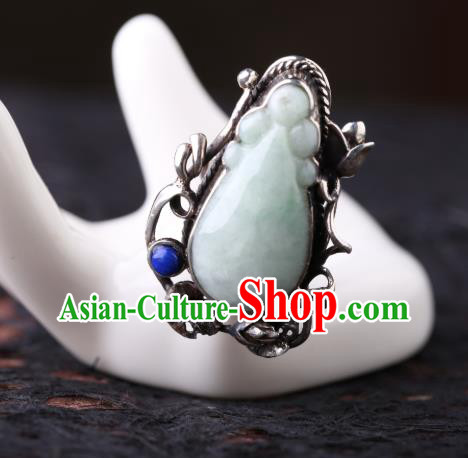 Handmade Chinese Silver Jewelry Traditional National Jade Ring Circlet