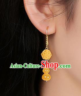 Chinese Classical Beeswax Gourd Ear Accessories Traditional Cheongsam National Earrings