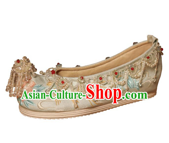 Chinese Embroidered Shoes Handmade Satin Shoes Traditional Ming Dynasty Princess Shoes