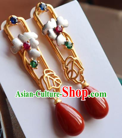 China Traditional Mangnolia Ear Jewelry Accessories Classical Cheongsam Golden Earrings