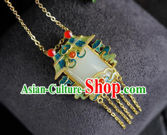 China Handmade Blueing Pendant Accessories Traditional Cheongsam Jade Necklet Jewelry