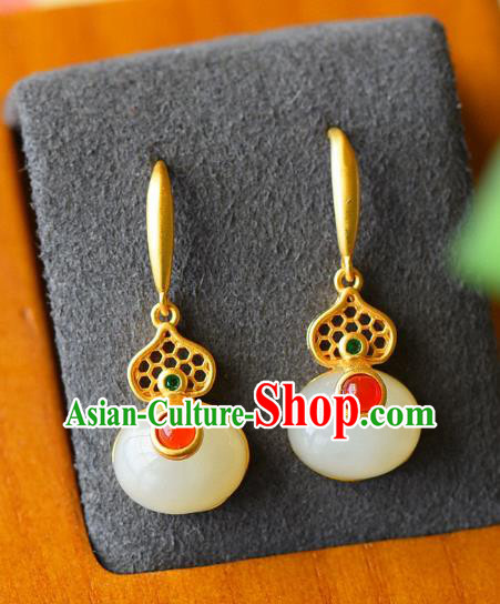 China Traditional Ear Jewelry Accessories Classical Cheongsam Jade Gourd Earrings