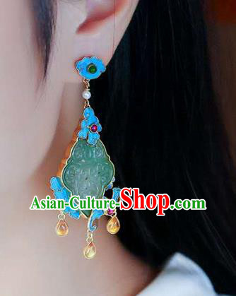 Handmade China Earrings Jewelry Traditional Cheongsam Eardrop Jade Accessories