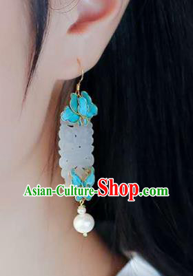Handmade China National Cheongsam Earrings Jewelry Traditional Jade Eardrop Accessories
