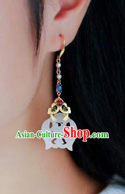 Handmade China National Jewelry Traditional Jade Eardrop Accessories Cheongsam Earrings