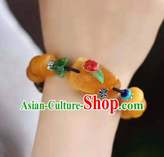 China Handmade Beeswax Bracelet National Jadeite Bangle Traditional Jewelry Accessories