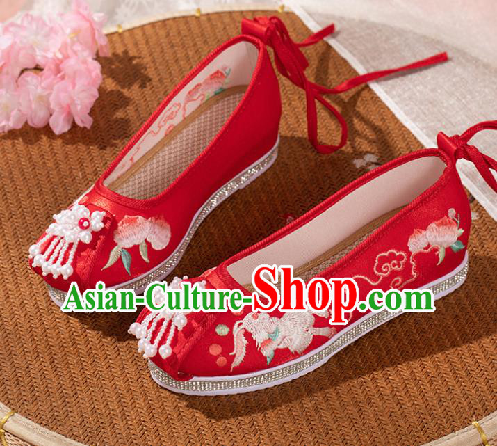 China National Wedding Shoes Traditional Embroidered Shoe Classical Dance Cloth Shoes