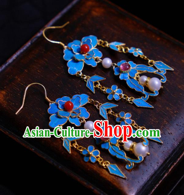 Chinese Cheongsam Tourmaline Ear Accessories Traditional Pearls Earrings Culture Jewelry