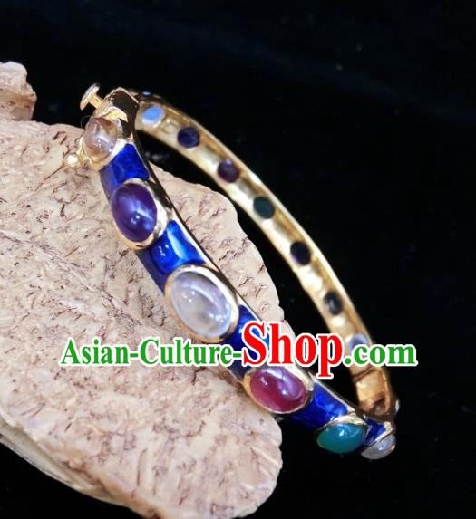 Handmade Chinese Wedding Cloisonne Bangle Accessories National Gems Bracelet