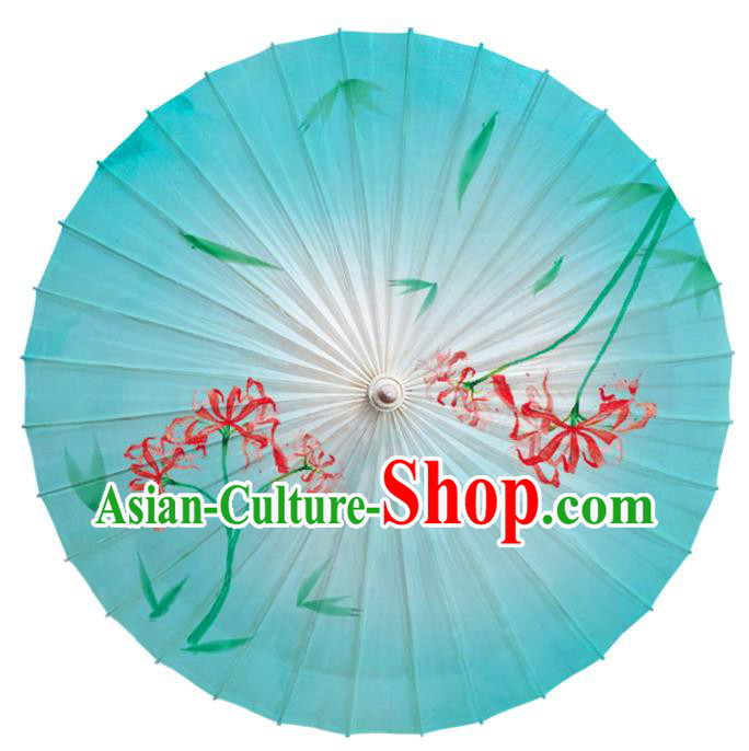 China Painting Manjusaka Blue Oil Paper Umbrella Classical Dance Umbrella