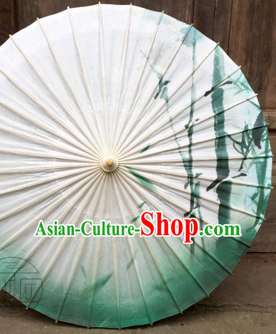 China Ink Painting Bamboo Umbrella Traditional Handmade Oil Paper Umbrella Craft