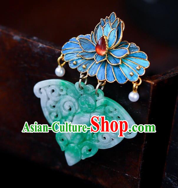 Chinese Traditional Jade Butterfly Necklace Jewelry Handmade Necklet Pendant