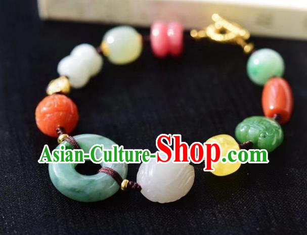 Chinese Traditional Gems Wristlet Accessories National Cheongsam Jade Carving Bracelet