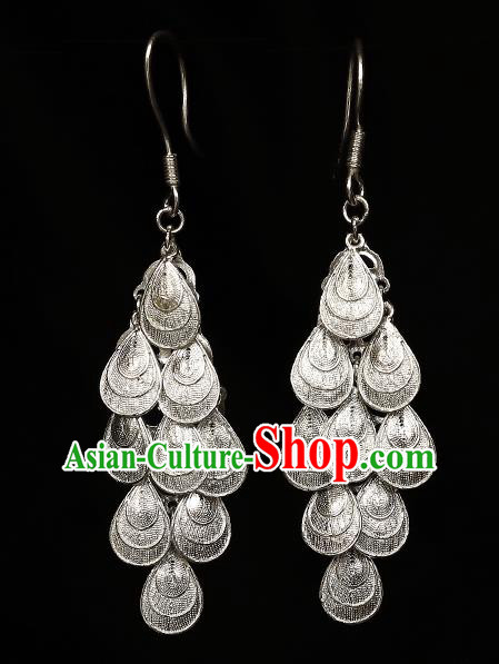 Chinese National Silver Scale Ear Accessories Traditional Cheongsam Earrings Jewelry