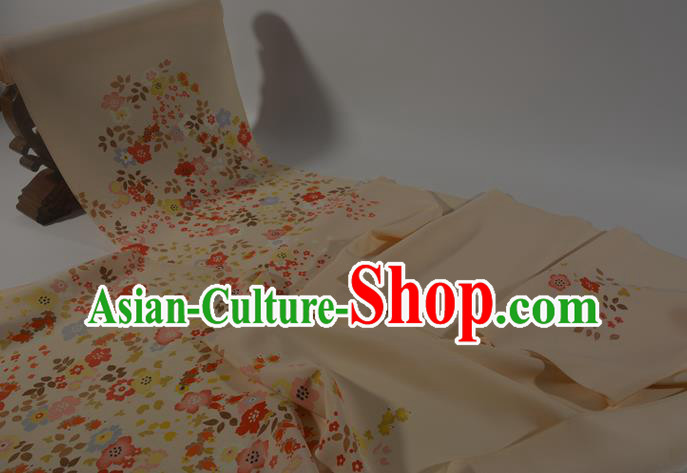 Japanese Kimono Fabric Traditional Qipao Dress Princess Light Yellow Silk Cloth