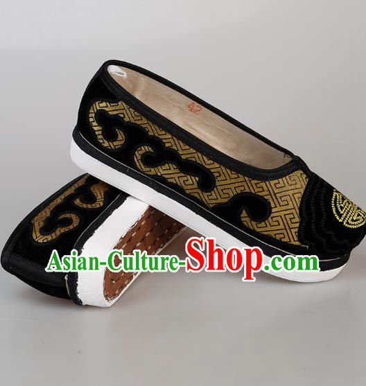 Chinese Handmade Ancient Elderly Gentleman Shoes Traditional Beijing Opera Laosheng Shoes