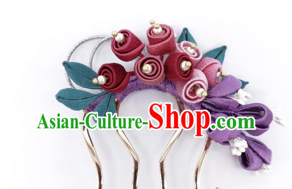 Chinese Traditional Hanfu Hairpin Handmade Ancient Princess Silk Convallaria Hair Comb