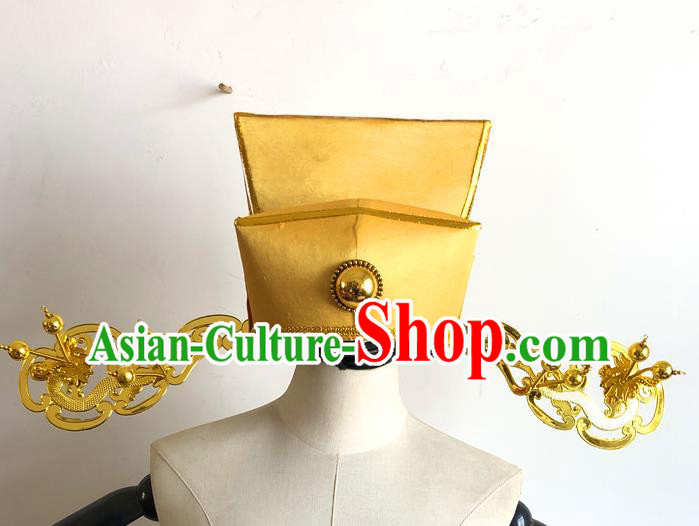 China Traditional Peking Opera God of Wealth Hat Ancient Official Headwear