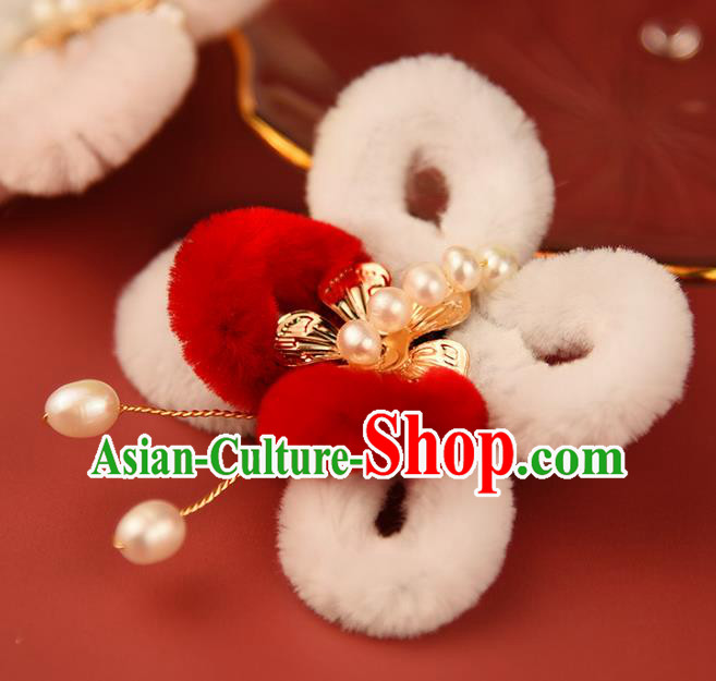 Chinese Traditional Hanfu Velvet Butterfly Hair Claw Handmade Hair Accessories