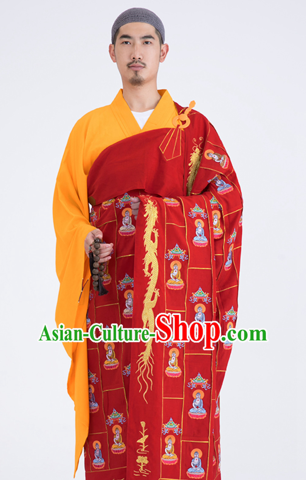 Chinese Traditional Kesa Kasaya Buddhist Monk Clothing Complete Set