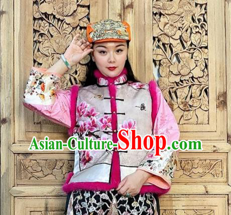 Chinese Traditional Silk Waistcoat Winter Female Clothing Embroidered Mangnolia Vest