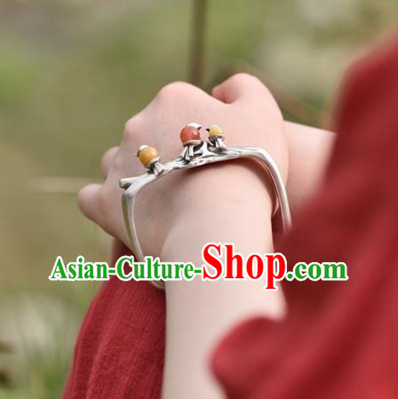 Chinese Traditional Silver Birds Wristlet Accessories National Cheongsam Bracelet