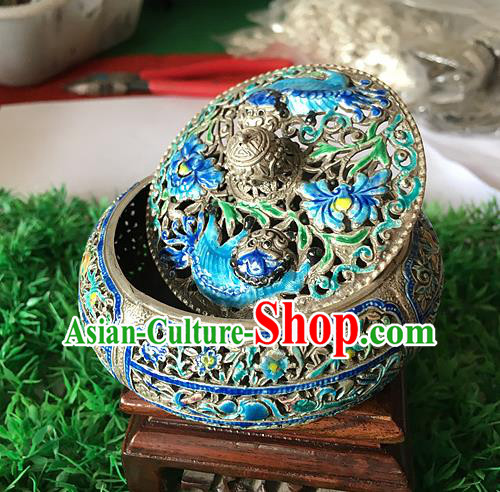 Handmade China National Silver Carving Craft Traditional Enamel Censer