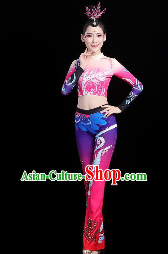 China Group Dance Costume Cheerleading Girl Outfits Aerobics Bodybuilding Competition Clothing