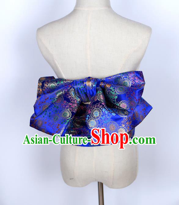 Japan Traditional Yukata Waistband Japanese Kimono Royalblue Brocade Belt