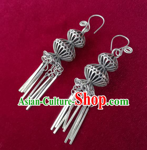 China National Ethnic Silver Gourd Earrings Traditional Cheongsam Ear Accessories